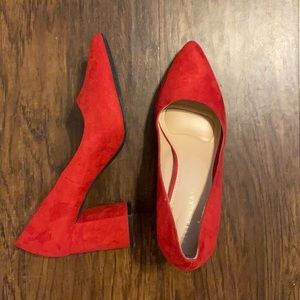 Kelly & Katie red suede heels
